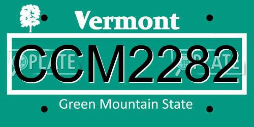 CCM2282 Vermont License Plate