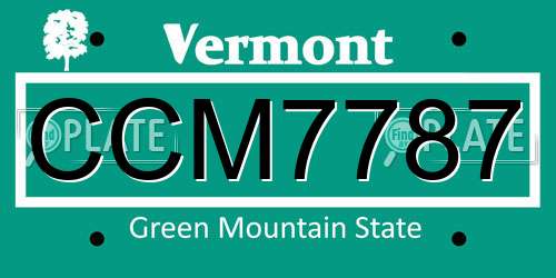 CCM7787 Vermont License Plate
