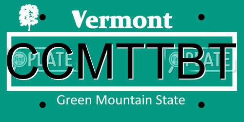 CCMTTBT Vermont License Plate