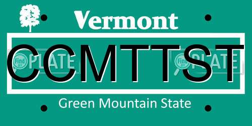 CCMTTST Vermont License Plate