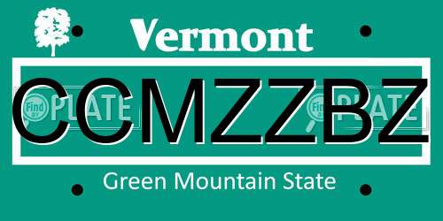 CCMZZBZ Vermont License Plate