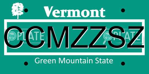 CCMZZSZ Vermont License Plate