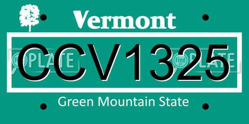CCV1325 Vermont License Plate
