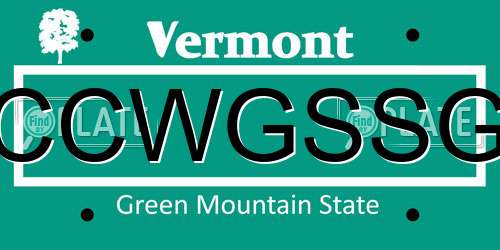 CCWGSSG Vermont License Plate