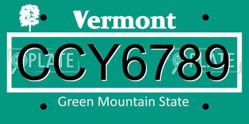 CCY6789 Vermont License Plate