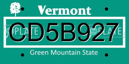 CD5B927 Vermont License Plate