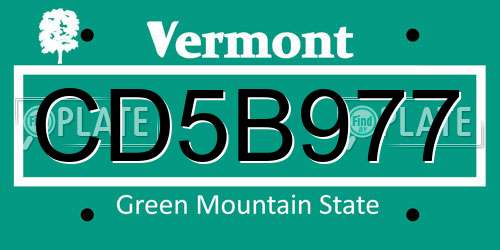 CD5B977 Vermont License Plate