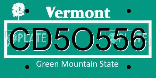 CD5O556 Vermont License Plate
