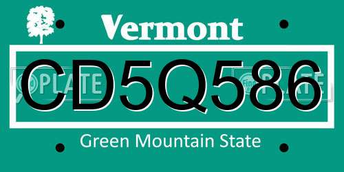 CD5Q586 Vermont License Plate