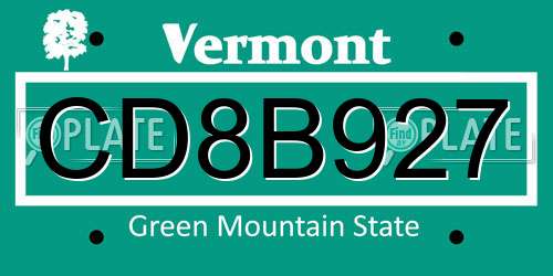 CD8B927 Vermont License Plate