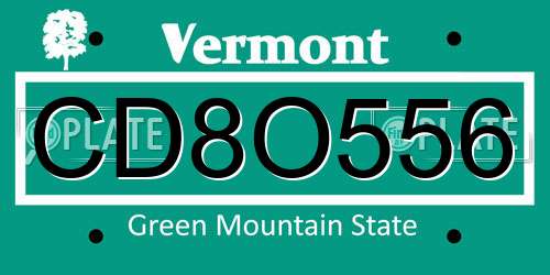 CD8O556 Vermont License Plate