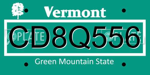CD8Q556 Vermont License Plate