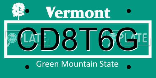 CD8T6G Vermont License Plate