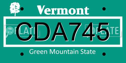 CDA745 Vermont License Plate
