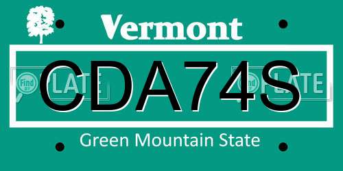 CDA74S Vermont License Plate