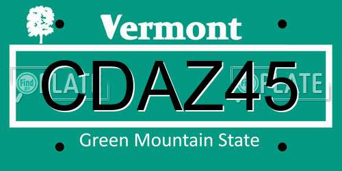 CDAZ45 Vermont License Plate