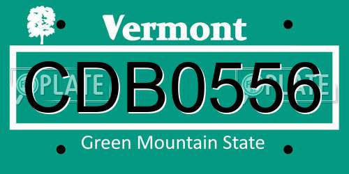 CDB0556 Vermont License Plate