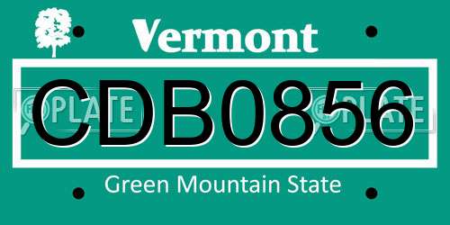 CDB0856 Vermont License Plate