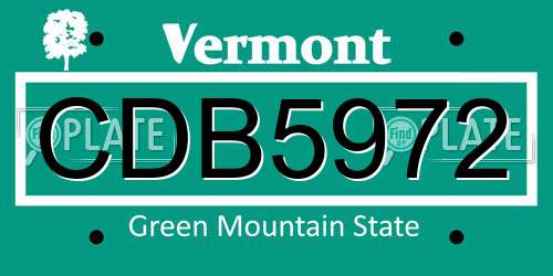 CDB5972 Vermont License Plate