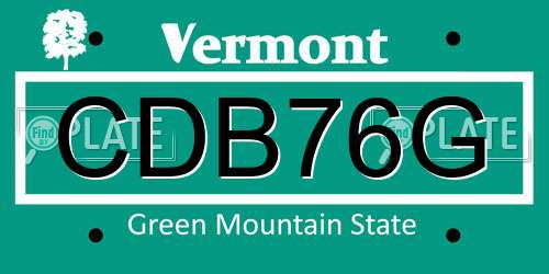 CDB76G Vermont License Plate