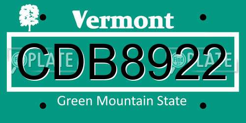 CDB8922 Vermont License Plate