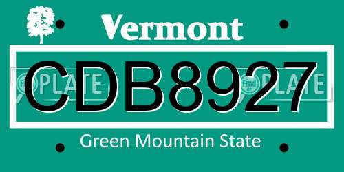 CDB8927 Vermont License Plate