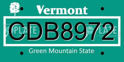 CDB8972 Vermont License Plate