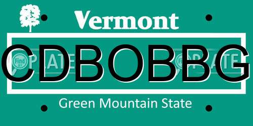 CDBOBBG Vermont License Plate