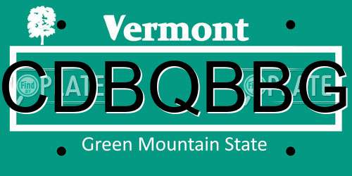 CDBQBBG Vermont License Plate