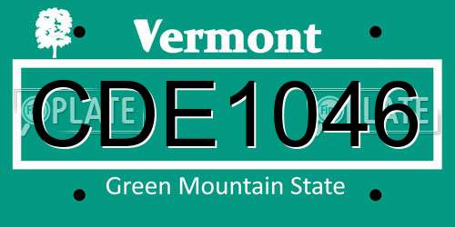 CDE1046 Vermont License Plate