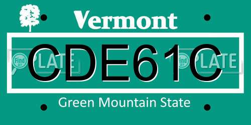 CDE61C Vermont License Plate
