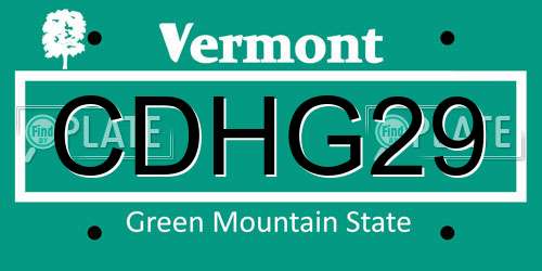CDHG29 Vermont License Plate