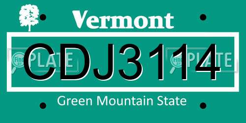 CDJ3114 Vermont License Plate