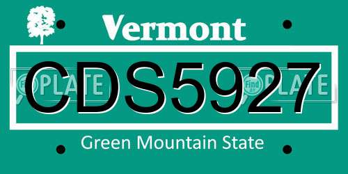 CDS5927 Vermont License Plate