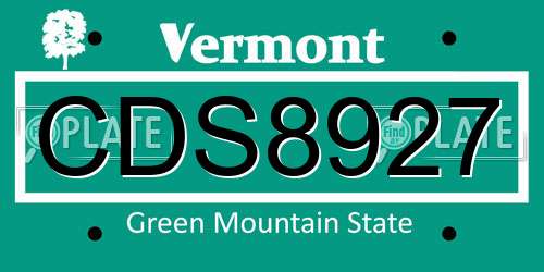 CDS8927 Vermont License Plate