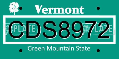 CDS8972 Vermont License Plate