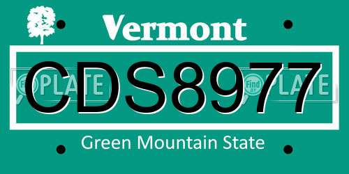 CDS8977 Vermont License Plate