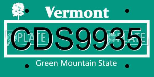 CDS9935 Vermont License Plate