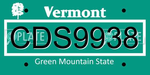 CDS9938 Vermont License Plate