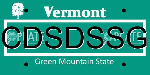 CDSDSSG Vermont License Plate