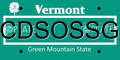 CDSOSSG Vermont License Plate