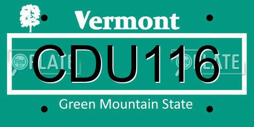 CDU116 Vermont License Plate