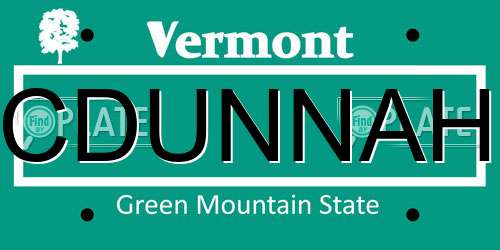 CDUNNAH Vermont License Plate