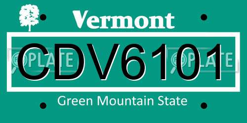 CDV6101 Vermont License Plate