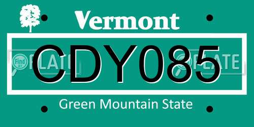 CDY085 Vermont License Plate