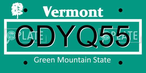 CDYQ55 Vermont License Plate