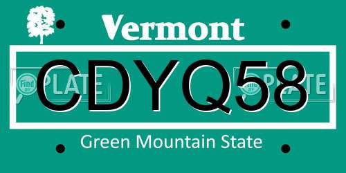 CDYQ58 Vermont License Plate