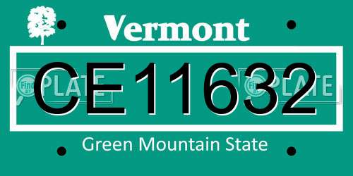 CE11632 Vermont License Plate