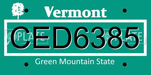 CED6385 Vermont License Plate