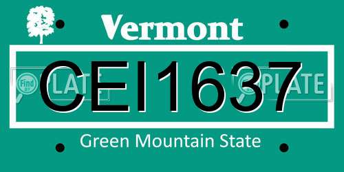 CEI1637 Vermont License Plate